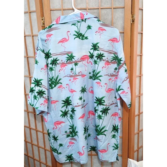 India Boutique Pink Flamingo Hawaiian Shirt XL NWT Tropical Button Up - Picture 4 of 11